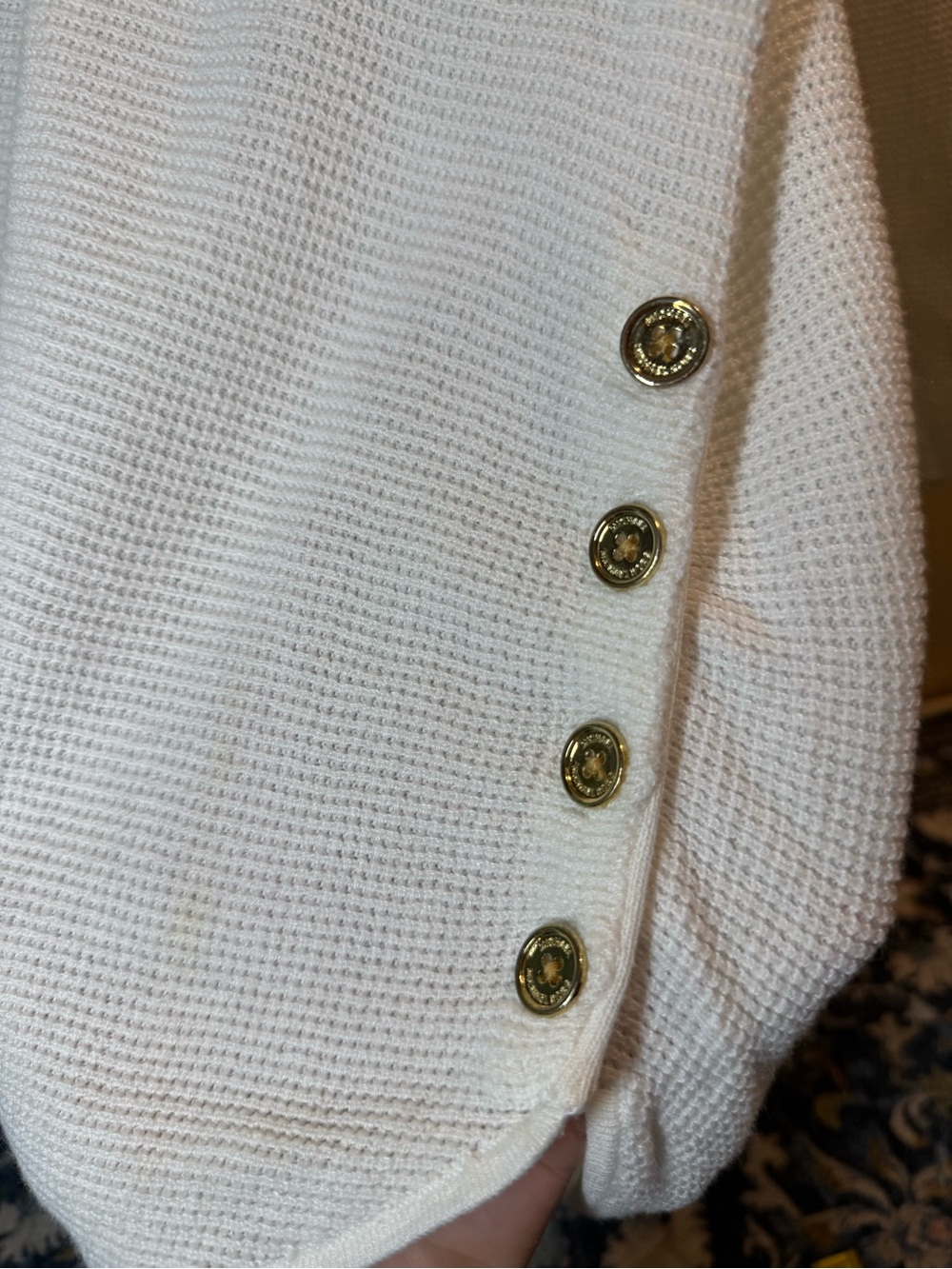 MICHAEL Michael Kors Cream Scoop-Neck Button-Hem Sweater - Picture 6 of 11